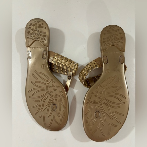 Jack Rogers Tinsley Gold Leather Braided Strap Slip On Jelly Sandals 8 - Picture 3 of 7